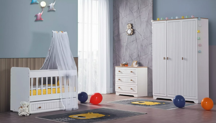 Baby Komplettzimmer Schrank Bett Kinderzimmer Säugling Kommode 3tlg.