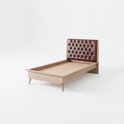 Bett Loft Holz Chesterfield 100x200cm Bettrahmen Gepolstertes Kopfteil