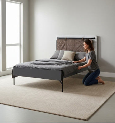 Teenager Betten Einzelbett Grau Bett Möbel Schlafzimmer Einzelbett
