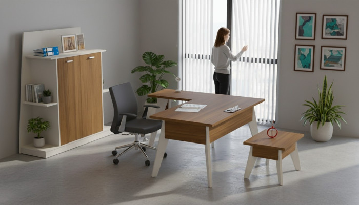 Eckschreibtisch Tisch Aktenschrank Couchtisch Schrank Möbel Büro 3tlg.