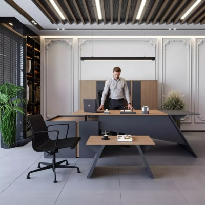 Luxus Büro Möbel Einrichtung Schreibtisch Couchtisch Aktenschrank Set 3tlg