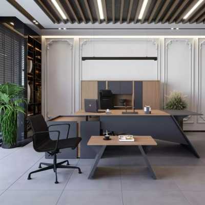 Luxus Büro Möbel Einrichtung Schreibtisch Couchtisch Aktenschrank Set 3tlg