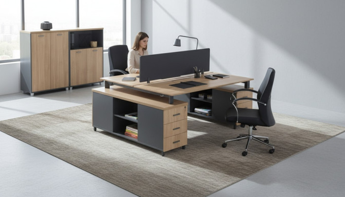 Schreibtisch 6 Schubladen Moderne Arbeitszimmer Möbel Holztisch Luxus