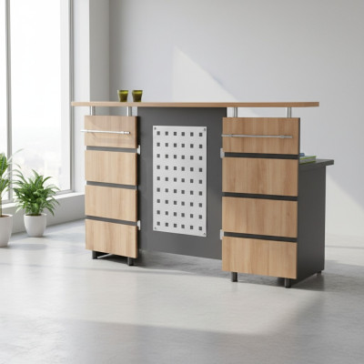 Moderne Empfangstheke mit Kommode aus grauem Holz Büromöbel neu