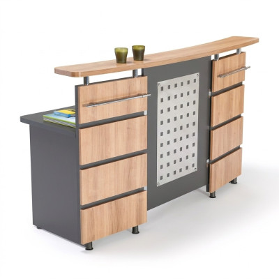 Moderne Empfangstheke mit Kommode aus grauem Holz Büromöbel neu