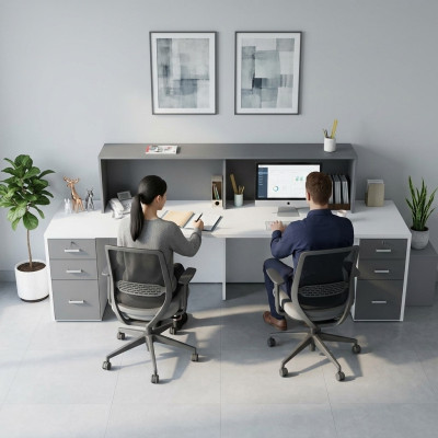 Luxuriöser Empfangstresen im modernen Stil aus hochwertigen Materialien 