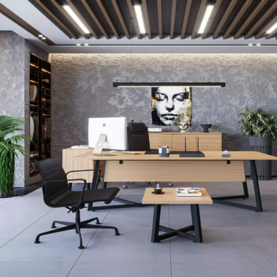 Modernes Büro Set Schreibtisch Couchtisch Aktenschrank Kommode 4tlg.