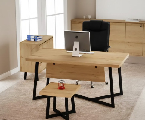 Hellbrauner Designer Schreibtisch Büromöbel Designer Tische Holz Neu