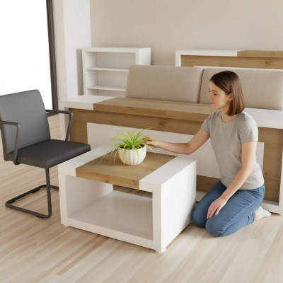 Designer Weißer Couchtisch Luxus Holz Tisch Wohnzimmer Möbel Ablagetisch