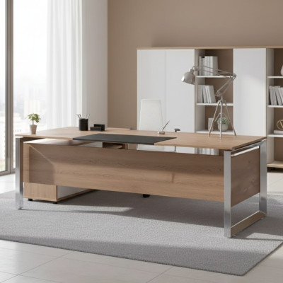 Moderner Brauner Schreibtisch Büro Möbel Holz Arbeitszimmer Design Stil