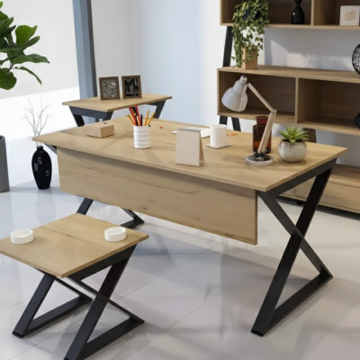 Moderner Hellbrauner Holztisch Arbeitstische Büromöbel Designer Pult