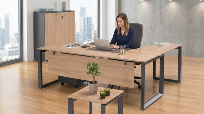 Exklusiver Eckschreibtisch Büromöbel Braun Ecktisch Arbeitszimmer Neu