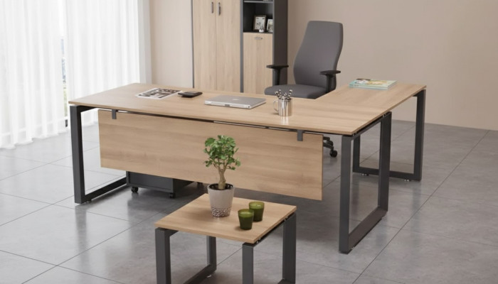 Exklusiver Eckschreibtisch Büromöbel Braun Ecktisch Arbeitszimmer Neu