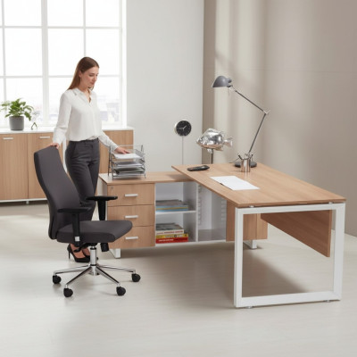 Ecktisch aus Holz braun Exklusive moderne Büromöbel im Arbeitszimmer