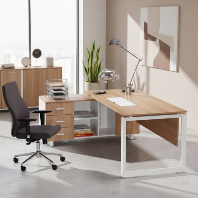 Ecktisch aus Holz braun Exklusive moderne Büromöbel im Arbeitszimmer