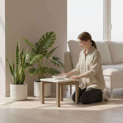 Moderner Kleiner Couchtisch Quadratischer Ablagetisch Design Holz Möbel