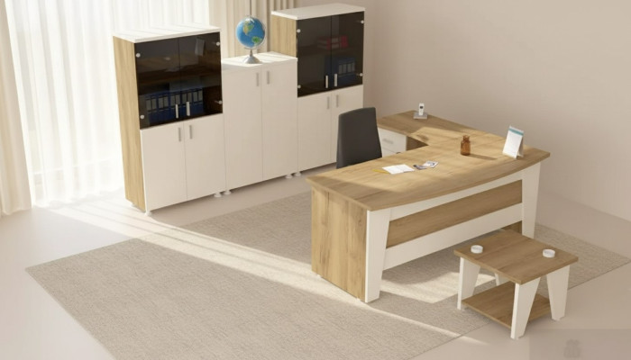 Büromöbel Eckschreibtisch Schreibtisch Couchtisch 3x Aktenschranke 6tlg