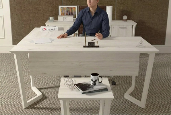 Moderner Weißer Schreibtisch Luxus Ecktisch Holzmöbel Arbeitszimmer Neu