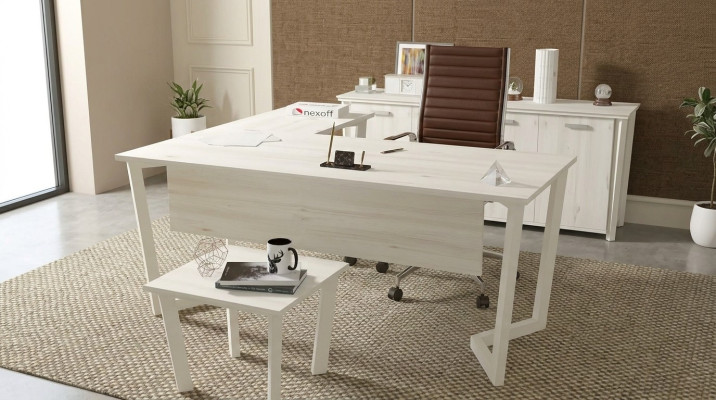 Moderner Weißer Schreibtisch Luxus Ecktisch Holzmöbel Arbeitszimmer Neu