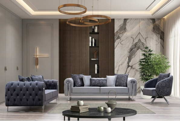 Moderne bequeme Wohnzimmermöbel zwei Dreiersofas und 1 Sitzer Sessel