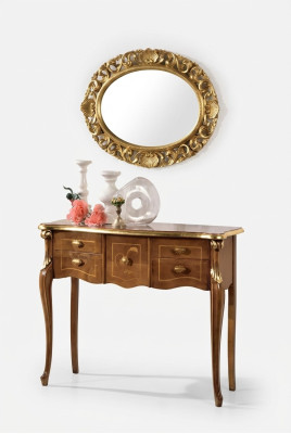 Klassischer Konsolentisch Brauner Holztisch Wohnzimmer Designer Möbel