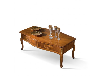 Klassischer Brauner Holz Couchtisch Luxus Design Schubladen Tisch Neu