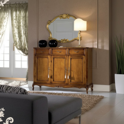 Sideboard brauner Holzschrank klassischer Stil Wohnzimmer Kommode Kommoden