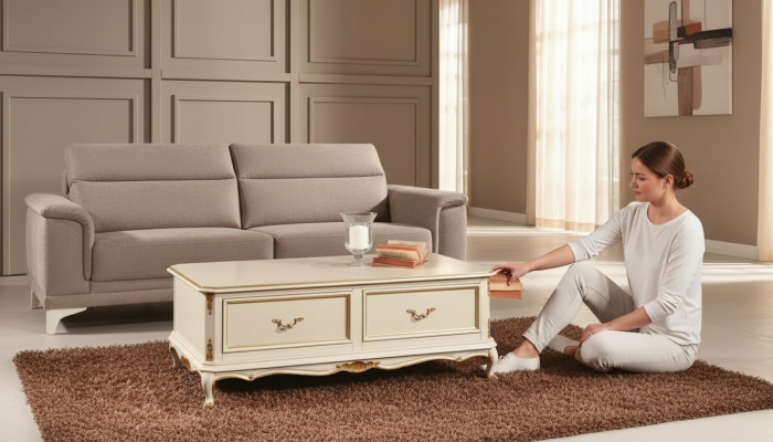 Designer weißer Luxus Couchtisch für Wohnzimmer klassischer Holztisch
