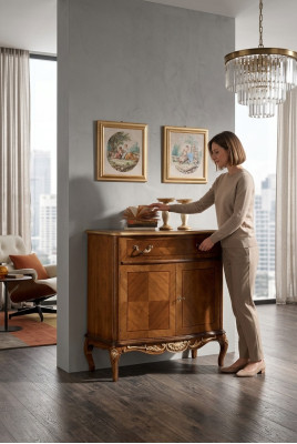Braune Klassische Kommode Wohnzimmer Möbel Holz Einrichtung Sideboard