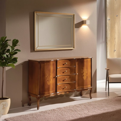 Kommode Schubladen braun Holz Sideboard klassische Möbel Design Kommode