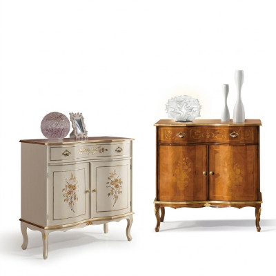 Luxuriöses weißes Sideboard mit Schubladen Möbel Holzschrank Lampe Lampen