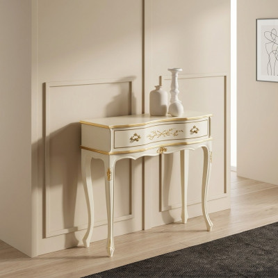 Klassischer Weißer Konsolentisch Beistell Holzmöbel Schlafzimmer Design