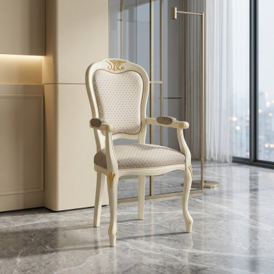 Luxussessel mit weißer Polsterung und Armlehnen für das Wohnzimmer