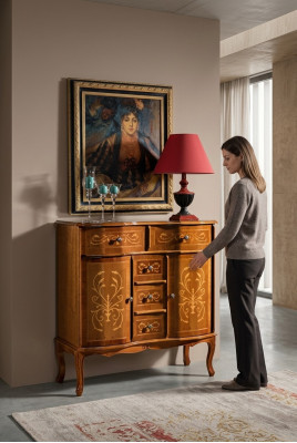 Luxuriöse Braune Kommode Klassische Anrichte Wohnzimmer Möbel Holz Neu