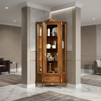 Luxuriöse hochwertige Vitrine aus braunem Holz Klassische Möbel