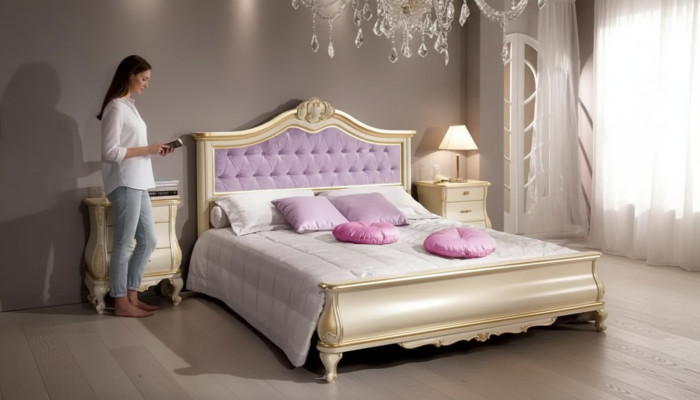 Bettdesign Luxuriöses Chesterfield Doppelbett für Schlafzimmer Holzmöbel Bett