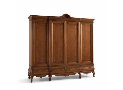 Viertüriger Brauner Kleiderschrank Klassische Schlafzimmer Möbel Holz