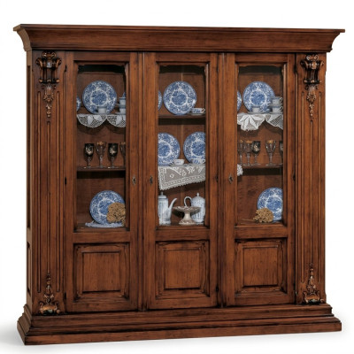 Glas Vitrine Holzschrank Klassische Anrichte Möbel Regale Massivholz Schrank