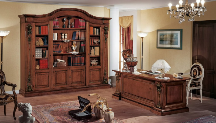 Braune klassische Büromöbel Massivholz Schreibtisch Bücherregal Schränke