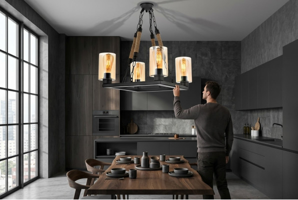 Lüster Deckenleuchter Kronleuchter Deckenlampe Lampen Glas Schwarz