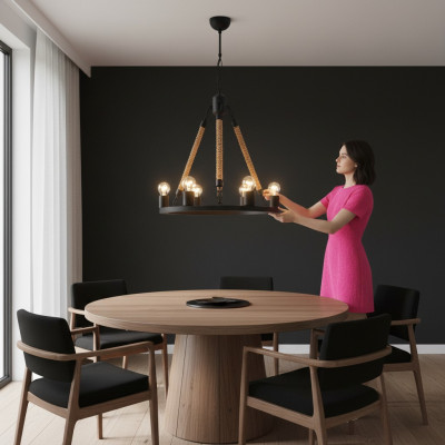 Lüster Deckenleuchter Kronleuchter Deckenlampe Lampen Schwarz Modern