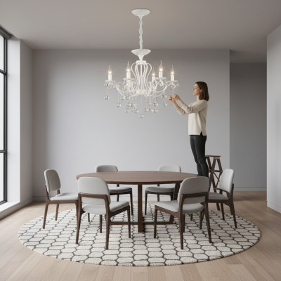 Lüster Kristall Deckenleuchter Kronleuchter Deckenlampe Lampen Weiß