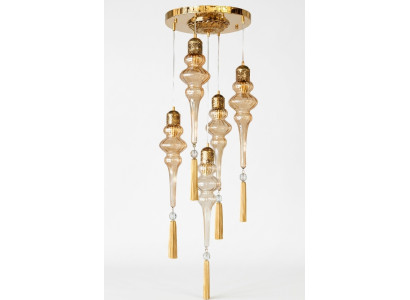 Lüster Rund Deckenleuchter Kronleuchter Deckenlampe Lampen Glas Gold