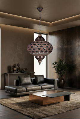 Deckenlampe Deckenleuchter Lüster Kronleuchter Lampen Glas Braun Neu
