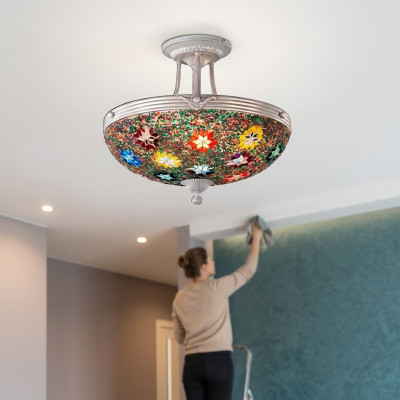 Lüster Deckenleuchter Kronleuchter Deckenlampe Lampen Glas Mehrfarbig