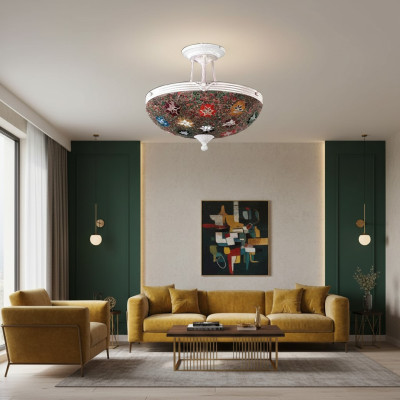 Lüster Deckenleuchter Kronleuchter Deckenlampe Lampen Glas Mehrfarbig