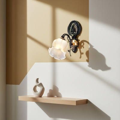 Wandlampe Wandleuchten Blumen Wandleuchte Lüster Wand Lampen Grau Glas