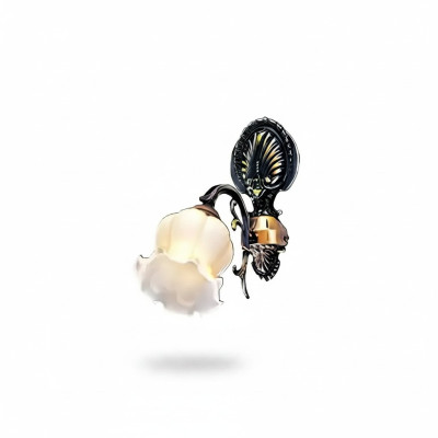 Wandlampe Wandleuchten Blumen Wandleuchte Lüster Wand Lampen Grau Glas