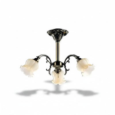 Deckenleuchter Blumen Lüster Kronleuchter Deckenlampe Lampe Glas Grau