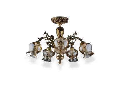 Deckenlampe Deckenleuchter Blumen Lüster Kronleuchter Lampe Glas Braun